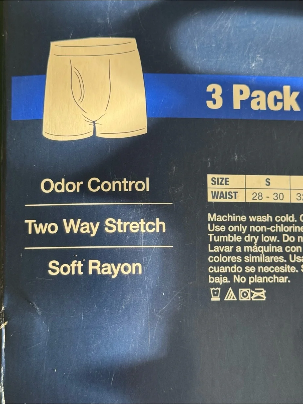 George Men's 3 Pack Rayon Boxer Briefs 6in Stretch Size L 36-38 Green Gray